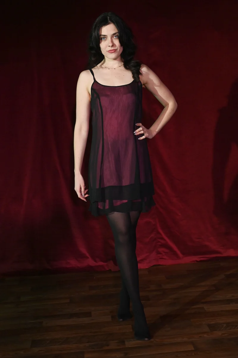 Kleid - Transparentes Mini mit Unterkleid - W282