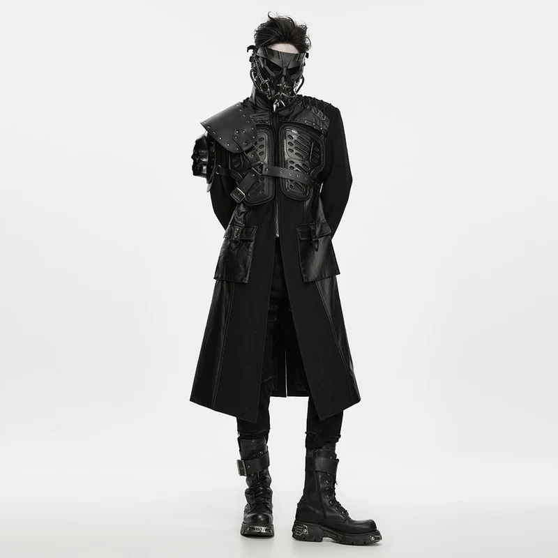 Herren-Cyberpunk-Maske mit Stachelkette und Ring