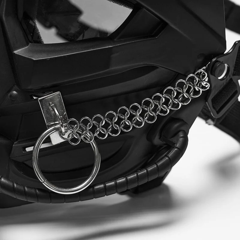 Herren-Cyberpunk-Maske mit Stachelkette und Ring