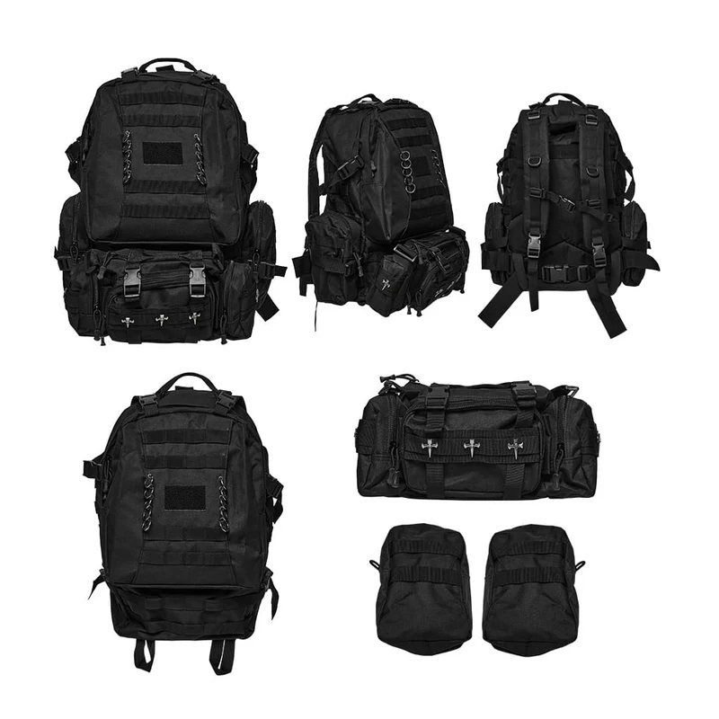 Taktischer Rucksack für Herren mit Cyberpunk-Totenkopf-Kreuzringschnalle