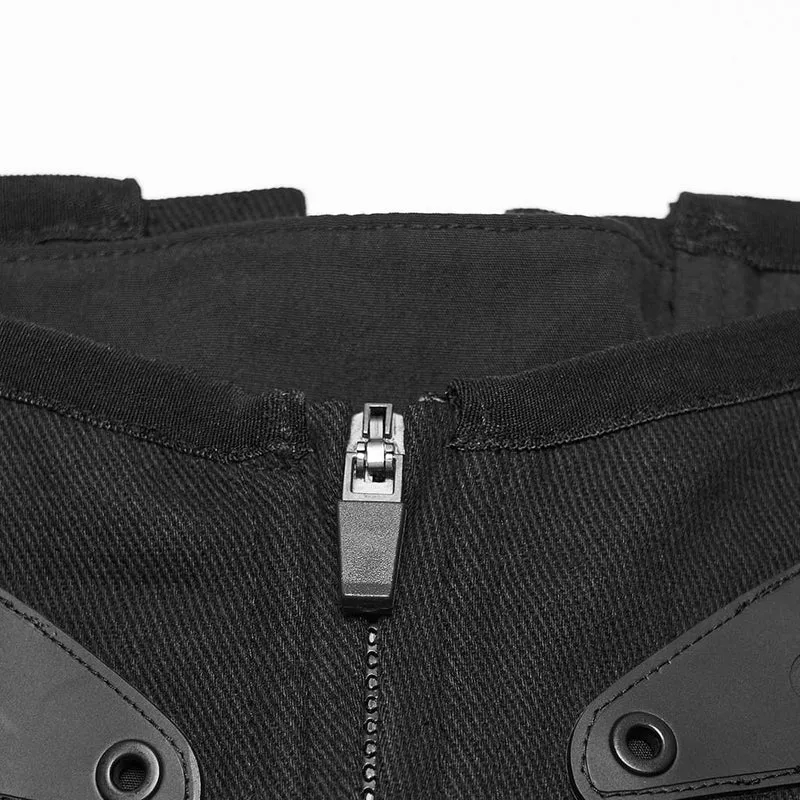 Punk-Gürtel für Herren mit Nieten, Schnürung und Reißverschluss