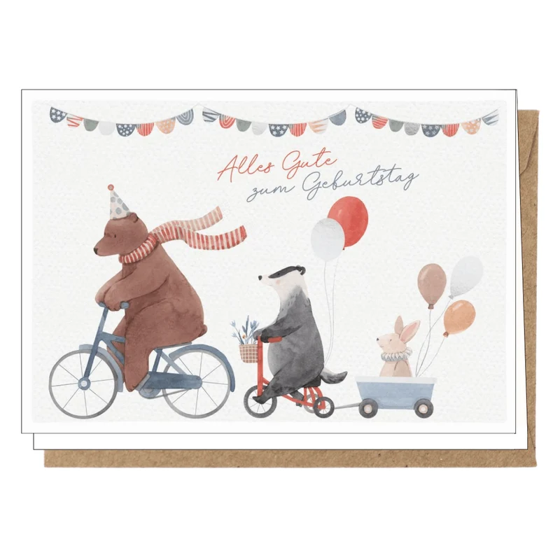 Grußkarte "Alles Gute zum Geburtstag" Tiere