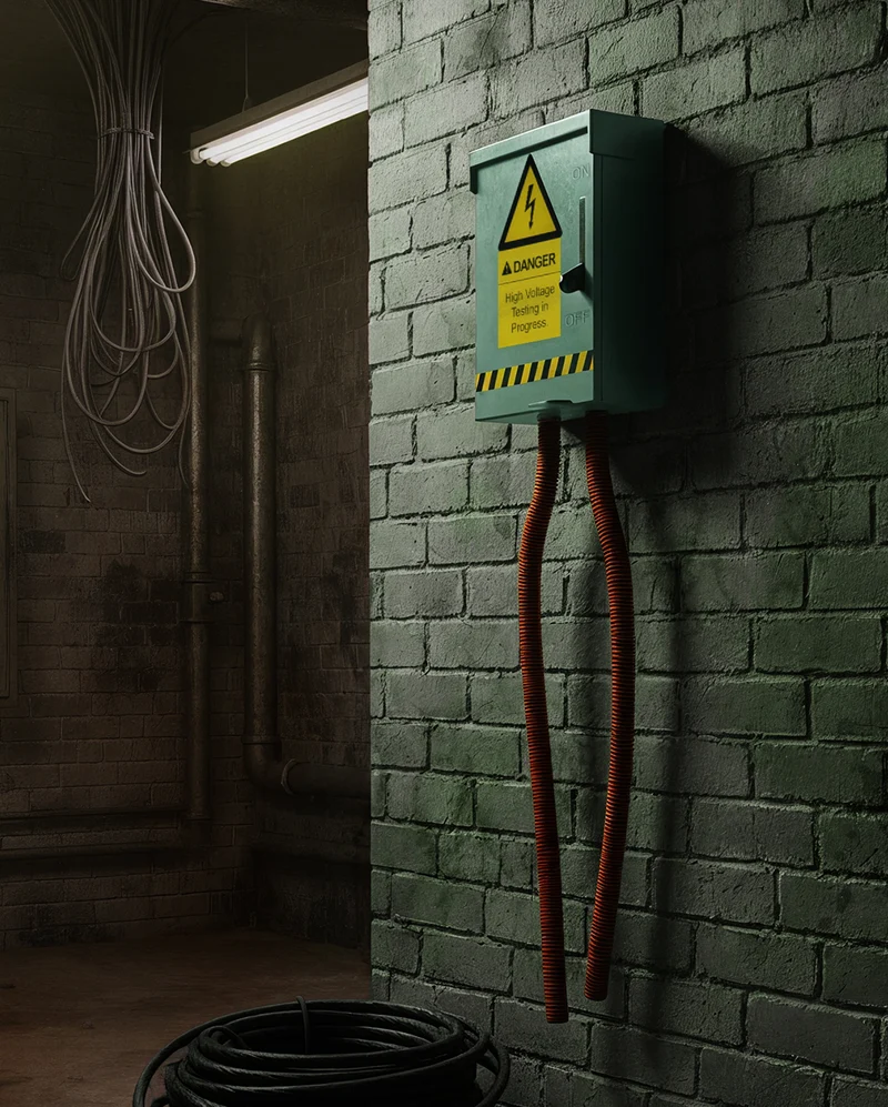 Danger High Voltage Hochspannungs Animatronic 73cm