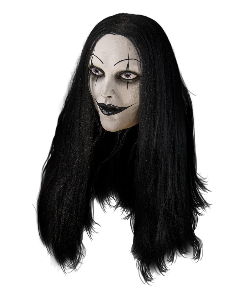 Gothic Girl Vollkopfmaske mit schwarzen Haaren