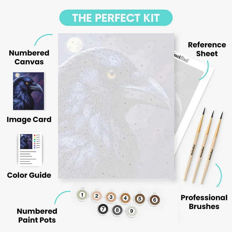 Moonlit Crow Profile - Paint by Numbers Kit