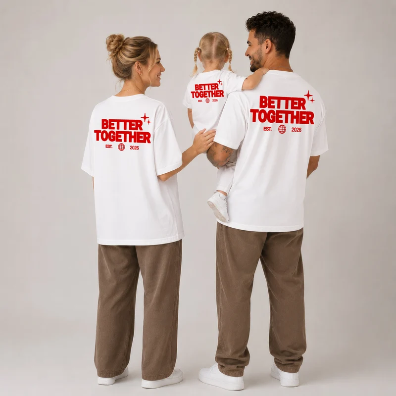 Partnerlook Shirts Personalisiert - Better Together - Papa Baby Geschenk Vatertag - Partner Outfit Familie Wunschdatum Mutter Tochter Outfit