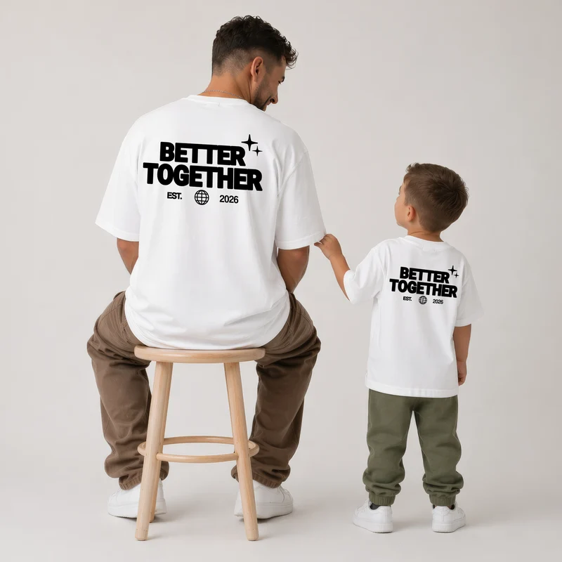 Partnerlook Shirts Personalisiert - Better Together - Papa Baby Geschenk Vatertag - Partner Outfit Familie Wunschdatum Mutter Tochter Outfit