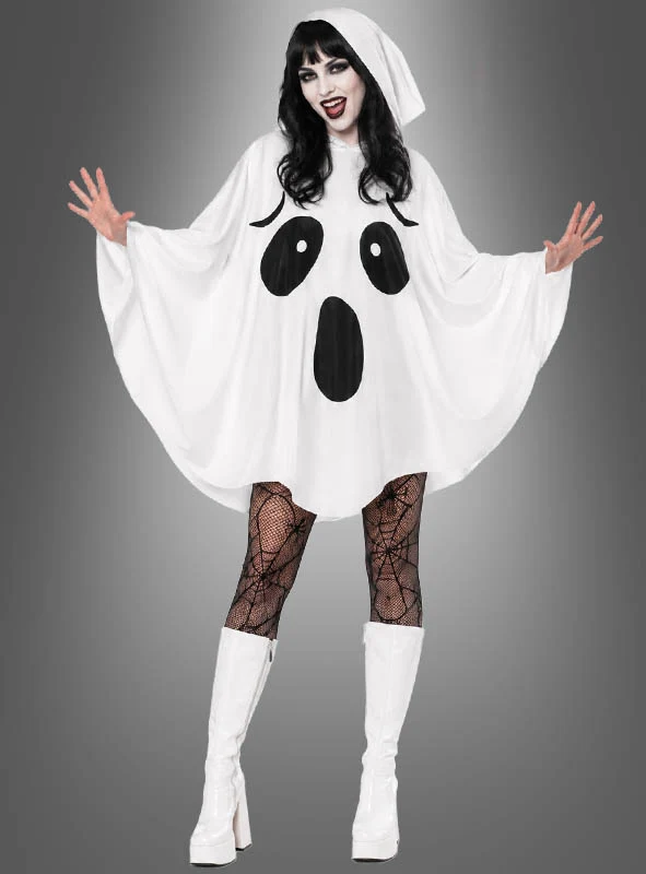 Geister Poncho mit Kapuze