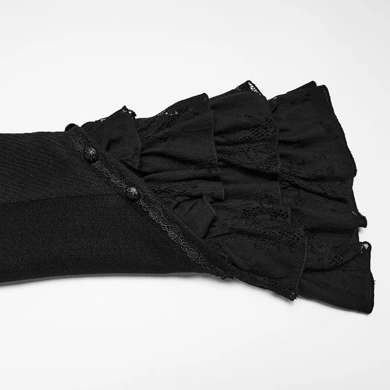 Gothic-Herrenjacke mit geprägtem Knopfdekor, Rüschenmanschetten und Reversverzierung.