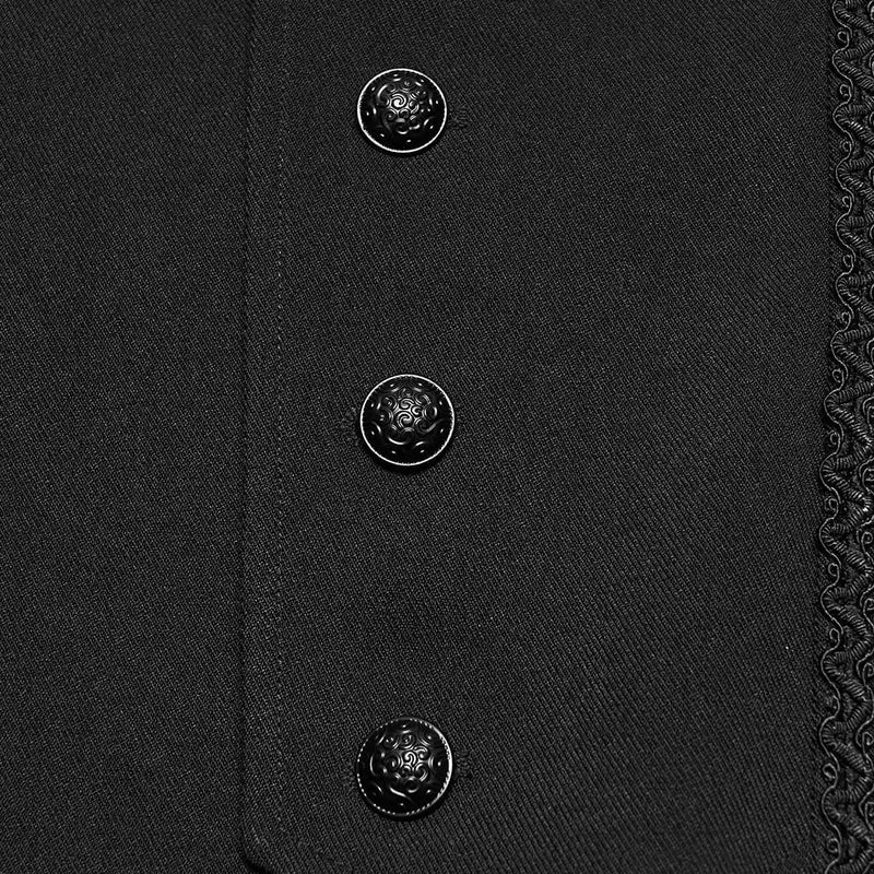 Gothic-Herrenjacke mit Stehkragen, einreihig, Jacquardmuster.
