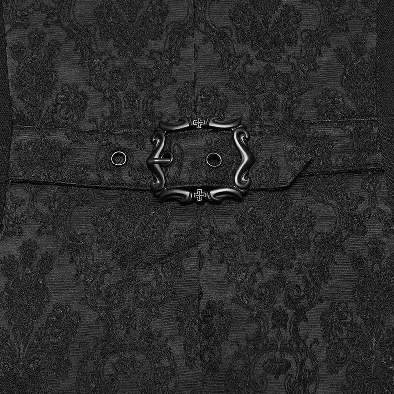Gothic-Herrenjacke mit Stehkragen, einreihig, Jacquardmuster.