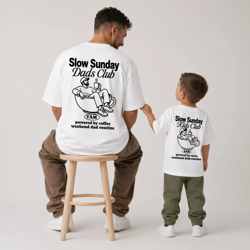 Slow Sunday Dads & Kids Club Vater Sohn Partnerlook Shirts Personalisiert