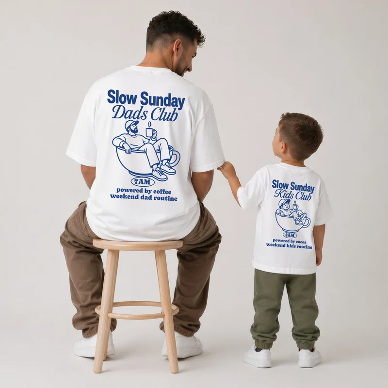 Slow Sunday Dads & Kids Club Vater Sohn Partnerlook Shirts Personalisiert