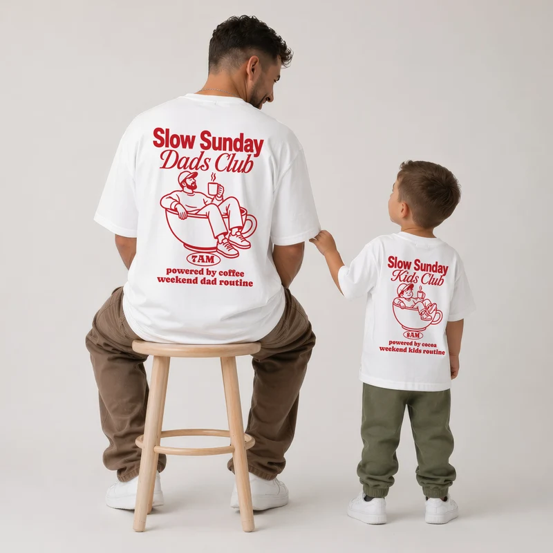 Slow Sunday Dads & Kids Club Vater Sohn Partnerlook Shirts Personalisiert
