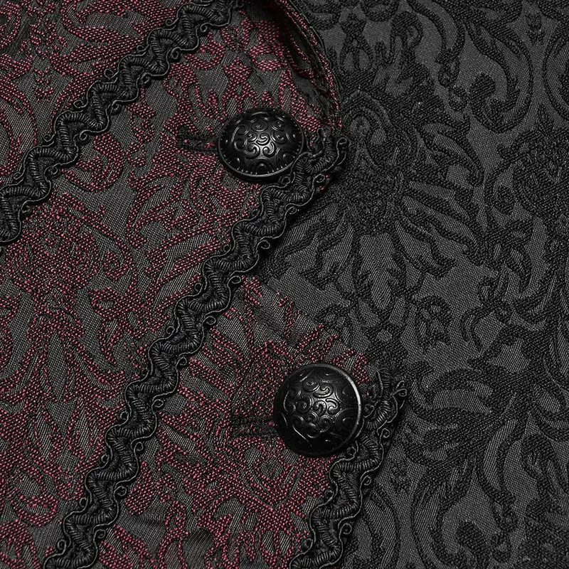 Gothic-Weste für Herren mit zweifarbigem Revers, Jacquard-Muster und asymmetrischem Schnitt