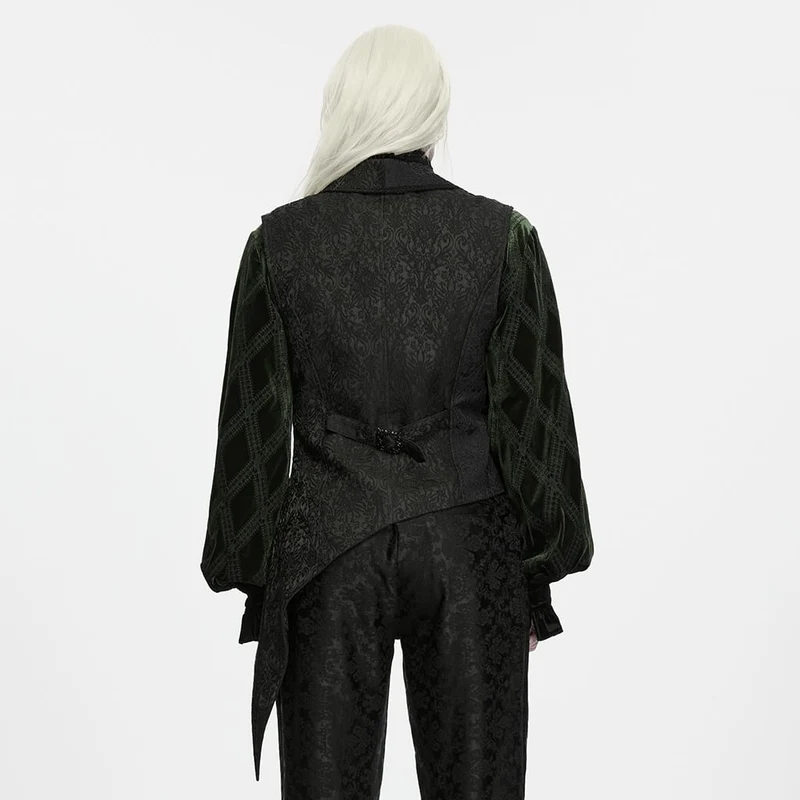 Gothic-Revers-Jacquard-Weste für Herren mit asymmetrischem Frackkragen
