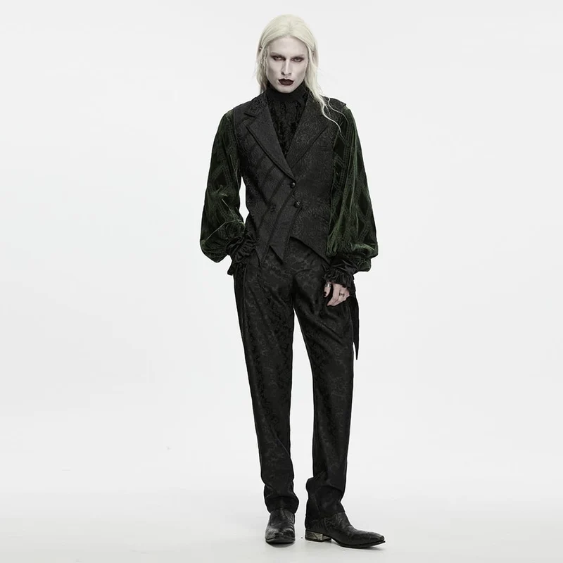 Gothic-Revers-Jacquard-Weste für Herren mit asymmetrischem Frackkragen