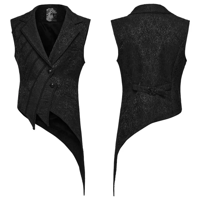 Gothic-Revers-Jacquard-Weste für Herren mit asymmetrischem Frackkragen