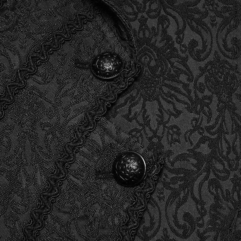 Gothic-Revers-Jacquard-Weste für Herren mit asymmetrischem Frackkragen