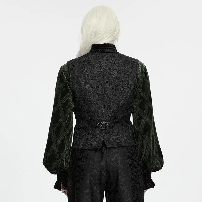 Gothic-Weste für Herren, doppelreihig, Jacquardmuster