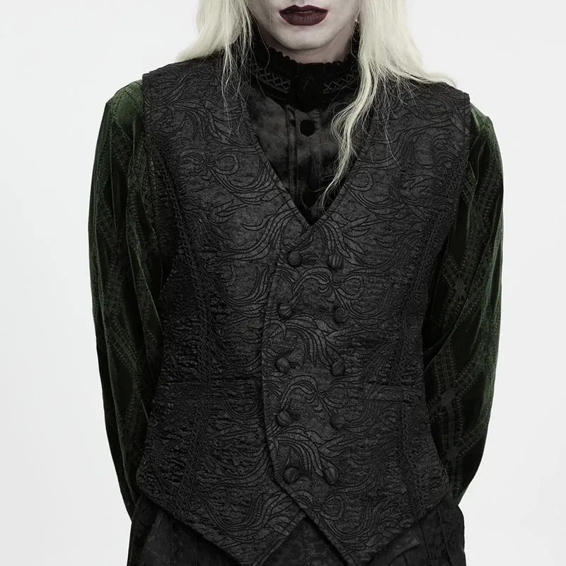 Gothic-Weste für Herren, doppelreihig, Jacquardmuster