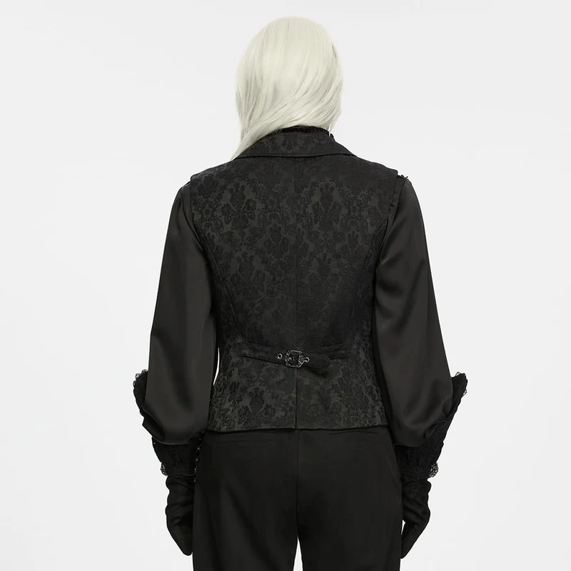 Gothic-Weste für Herren mit bestickter, überlappender Knopfleiste und Schnalle aus Jacquard