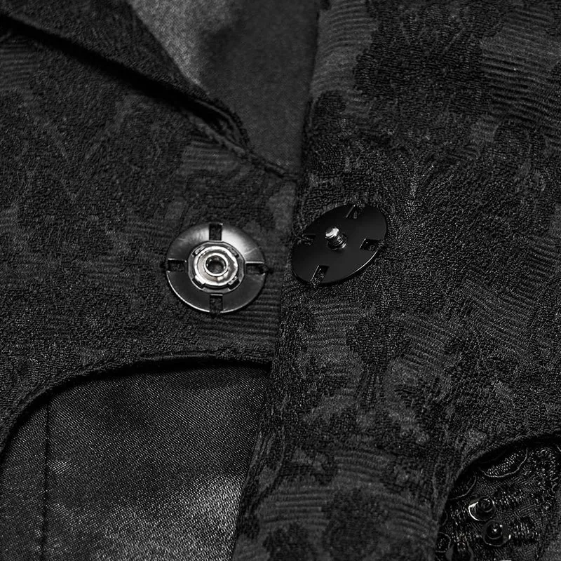 Gothic-Weste für Herren mit bestickter, überlappender Knopfleiste und Schnalle aus Jacquard