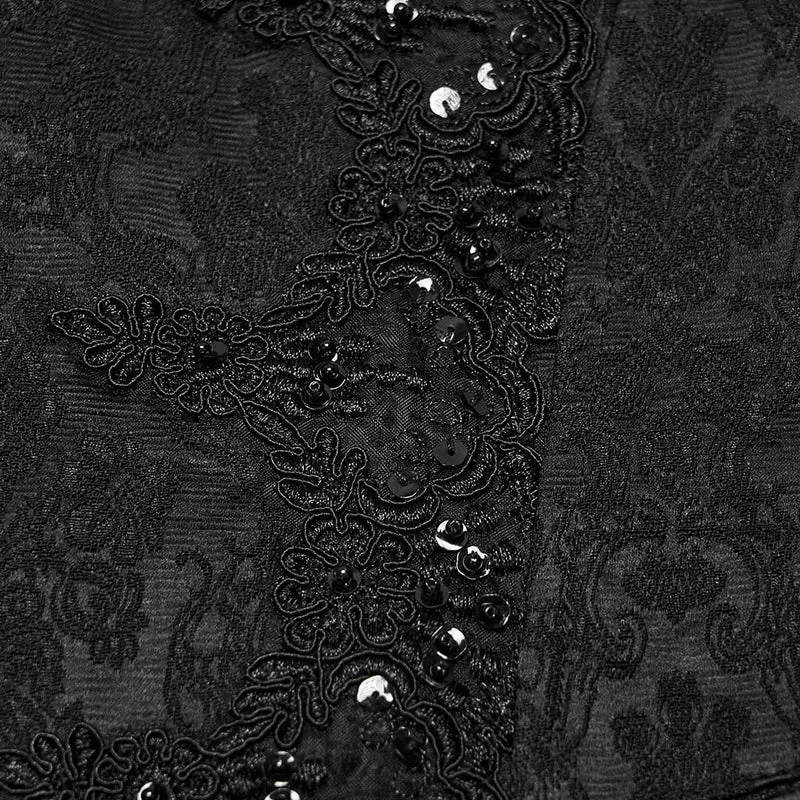 Gothic-Weste für Herren mit bestickter, überlappender Knopfleiste und Schnalle aus Jacquard