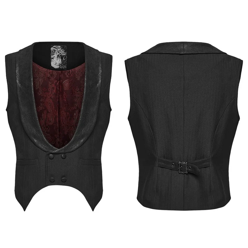 Gothic-Weste für Herren, doppelreihig, mit spitz zulaufendem Saum und Revers