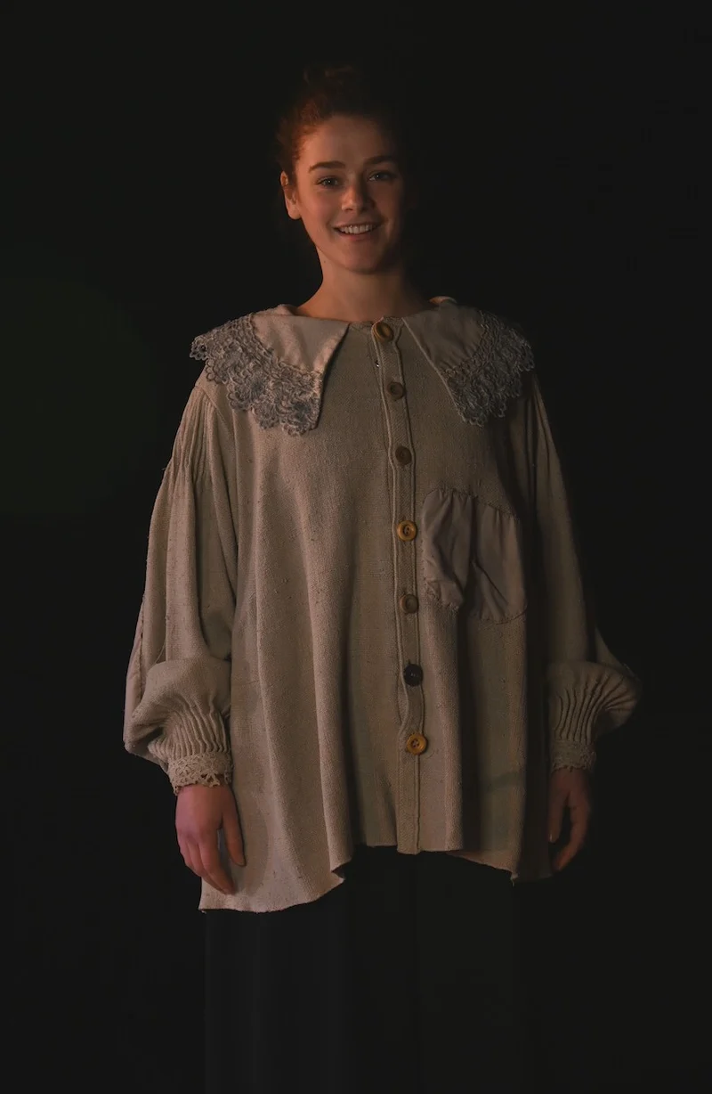 Top - Blouson-Hemd mit Spitzenkragen - W311
