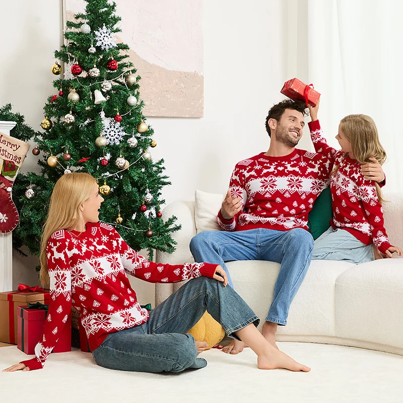 Weihnachtspullover Familie Set Baumwolle