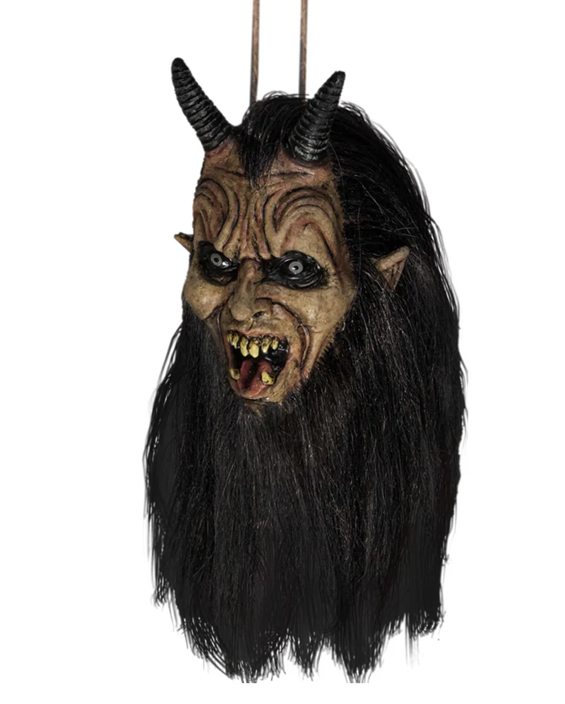 Krampus mit Hörner Mini Schrumpfkopf 16cm