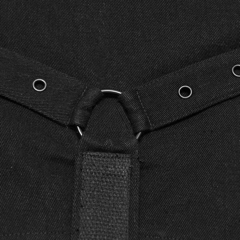 Punk-Weste für Herren mit Ösenkette, Sicherheitsnadel und Stehkragen
