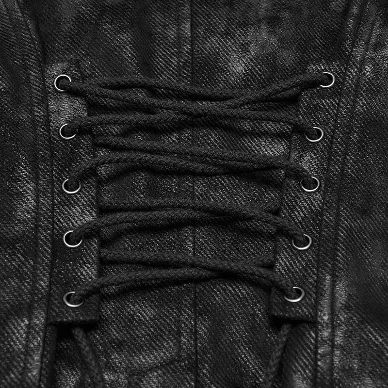 Punk-Weste für Herren mit gekreuzter Ösenstruktur und Schnürverschluss