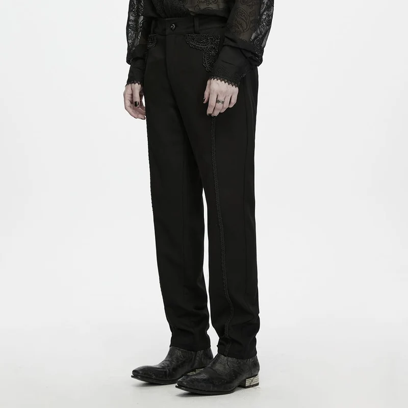 Gothic-Applikationen-besetzte schmal geschnittene Herrenhose für Herren