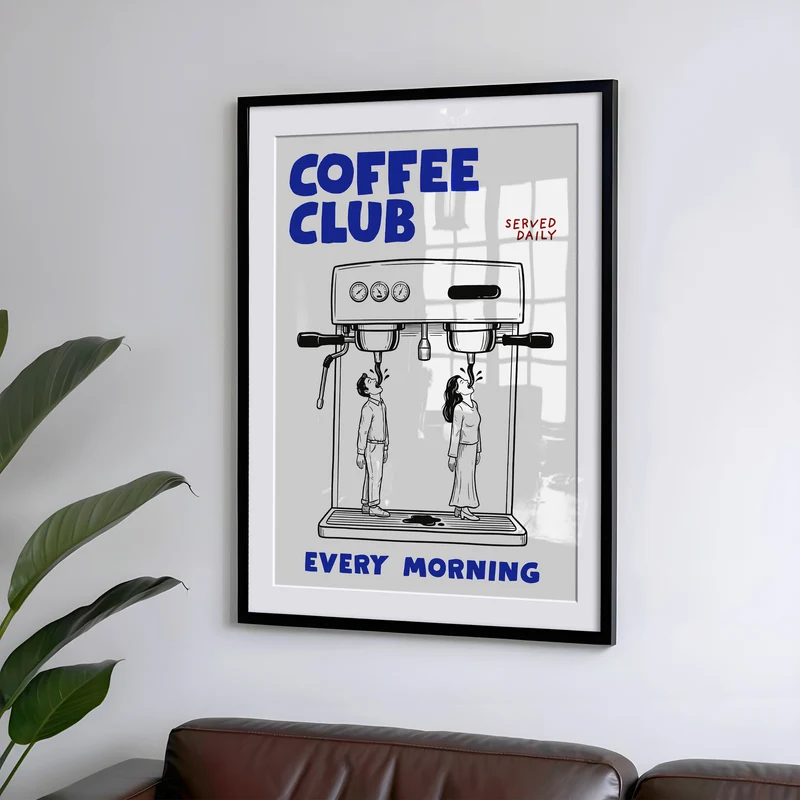 Coffee Club Küchen Poster - Lustiger Espresso Print - Modernes Wohndekor Esszimmer