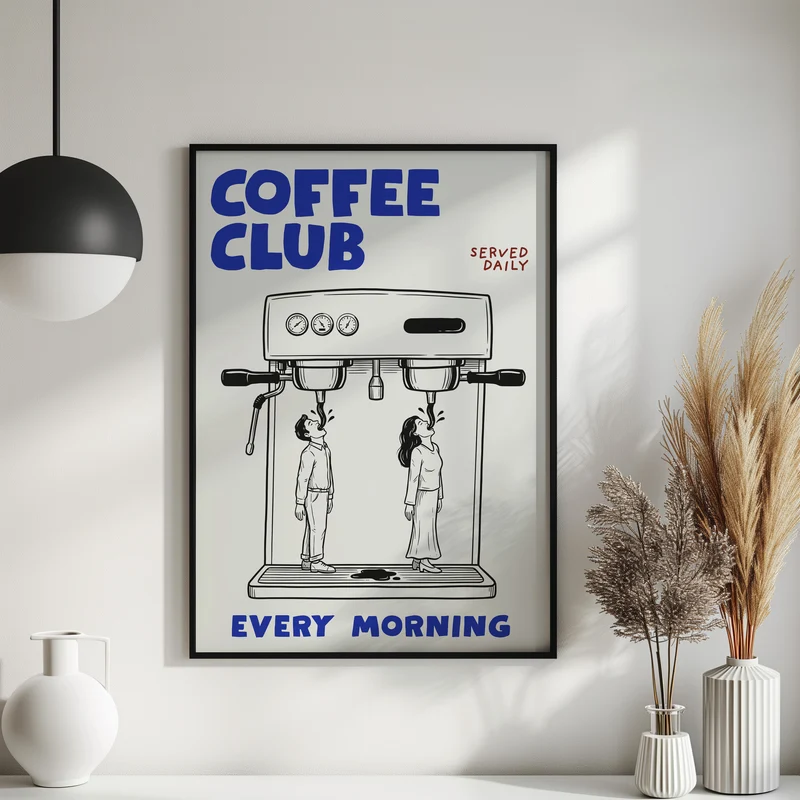 Coffee Club Küchen Poster - Lustiger Espresso Print - Modernes Wohndekor Esszimmer