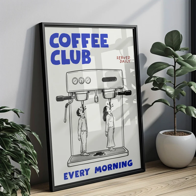 Coffee Club Küchen Poster - Lustiger Espresso Print - Modernes Wohndekor Esszimmer