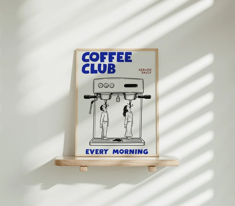Coffee Club Küchen Poster - Lustiger Espresso Print - Modernes Wohndekor Esszimmer