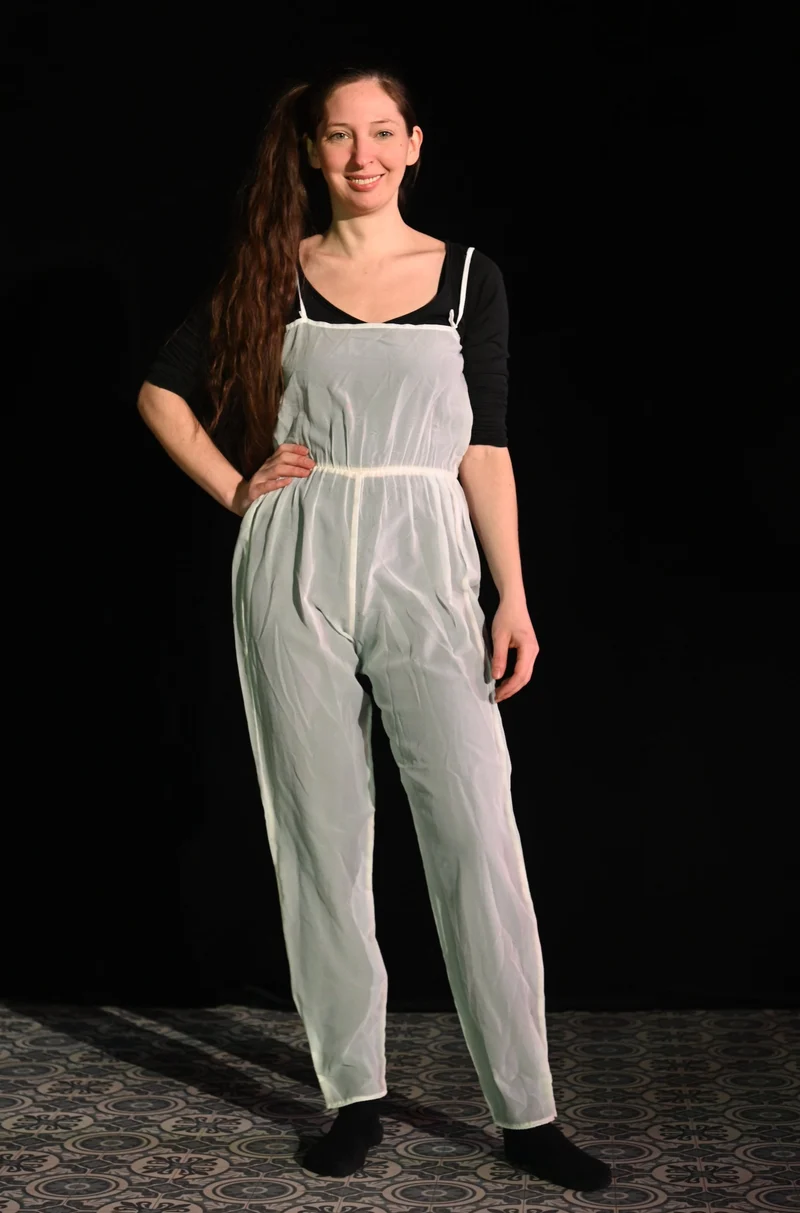 Hose - Weißer transparenter Jumpsuit - W287
