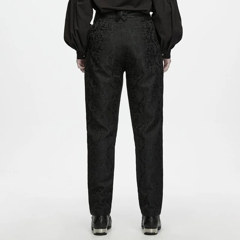Gothic-Herrenhose mit Schnürung und Jacquard-Patchworkmuster
