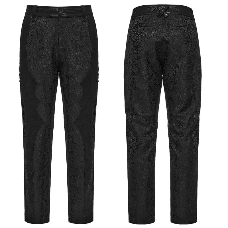 Gothic-Herrenhose mit Schnürung und Jacquard-Patchworkmuster