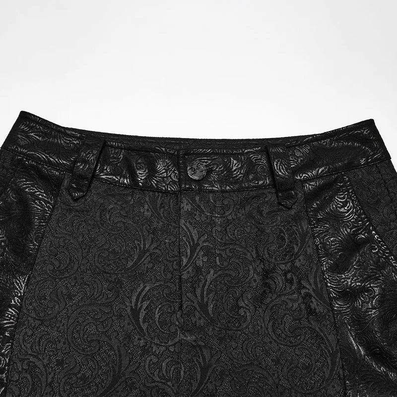 Gothic-Herrenhose mit Schnürung und Jacquard-Patchworkmuster