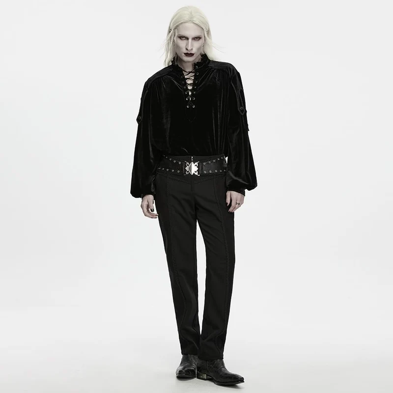 Gothic-Herrenhose mit Ösen und Reißverschluss, schmal geschnitten