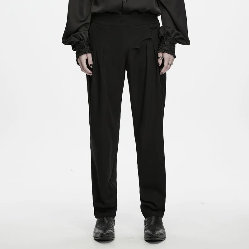 Gothic-Herrenhose mit asymmetrischem Fledermausärmel-Schnitt und Falten