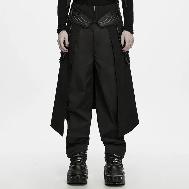 Herren-Techwear-Rock mit Nieten und Kettenverzierung zum Schnüren