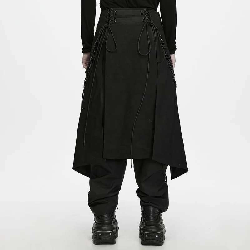 Herren-Techwear-Rock mit Nieten und Kettenverzierung zum Schnüren