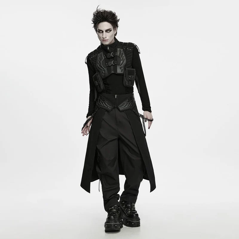 Herren-Techwear-Rock mit Nieten und Kettenverzierung zum Schnüren