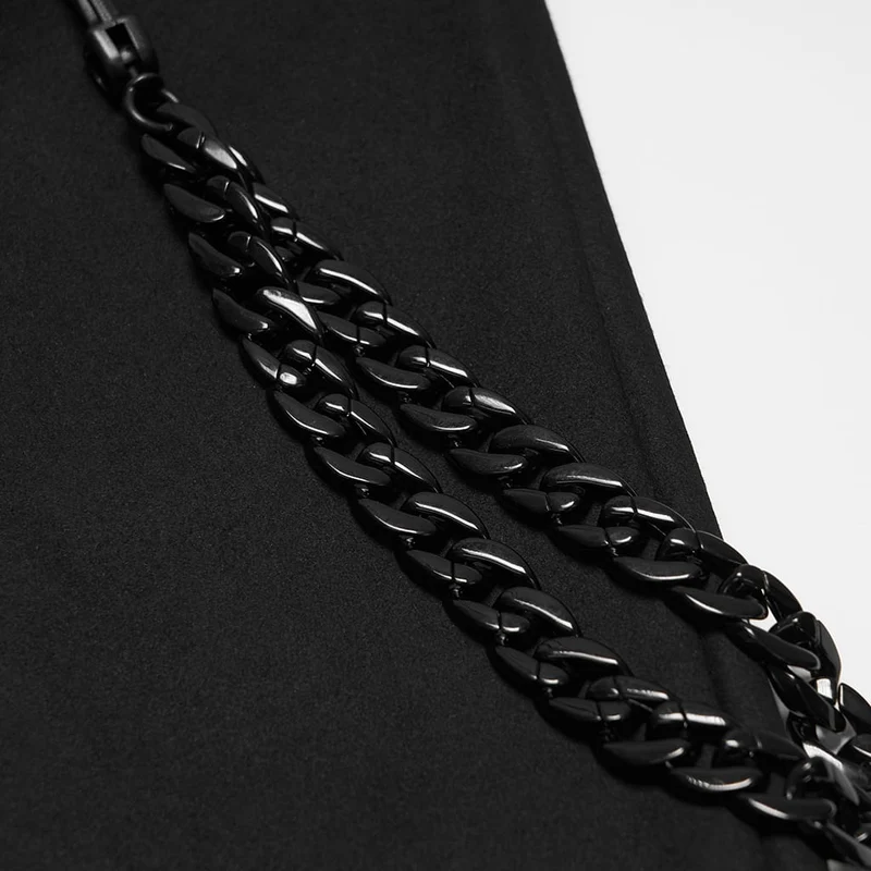 Herren-Techwear-Rock mit Nieten und Kettenverzierung zum Schnüren