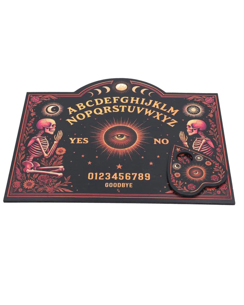 Geheimnisvolles Ouija-Geisterbrett mit Skelett- & Pflanzenmotiv